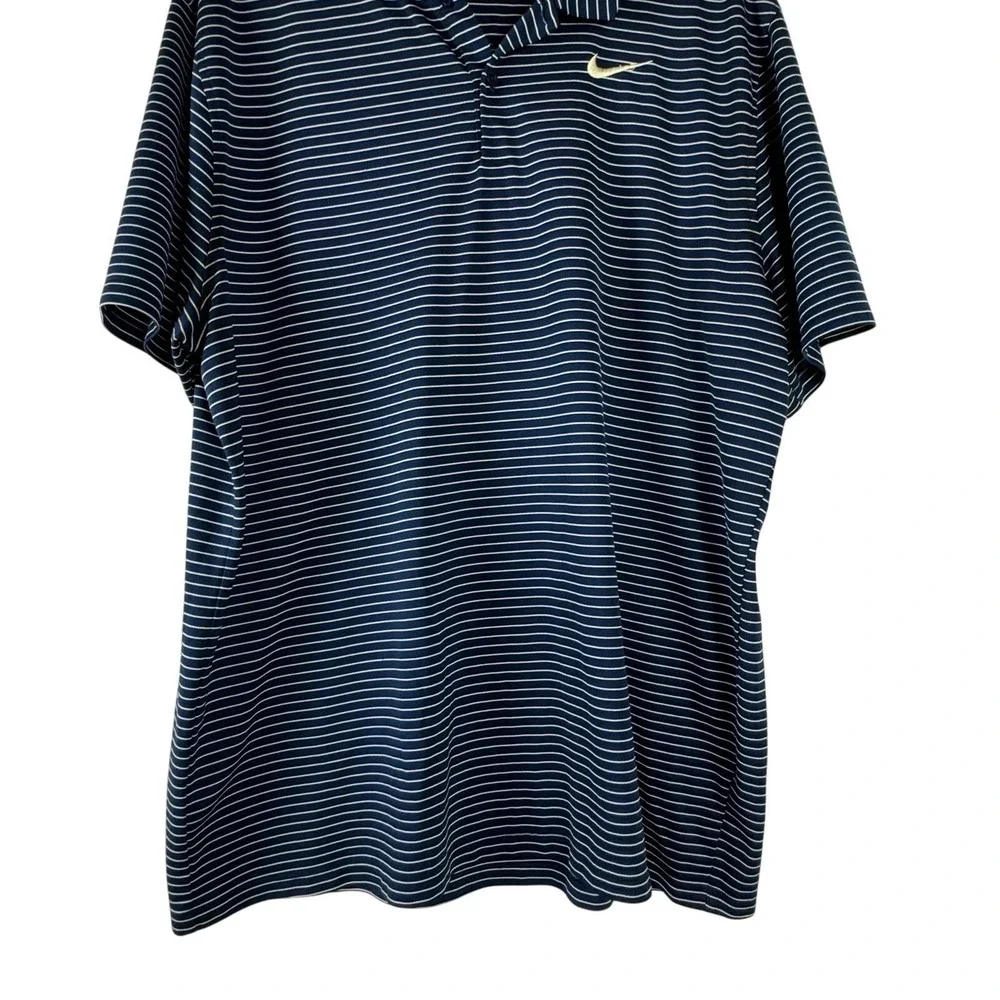 Nike Golf Polo Shirt Men Navy Dri-Fit Striped XL Athletic Activewear Outdoor
